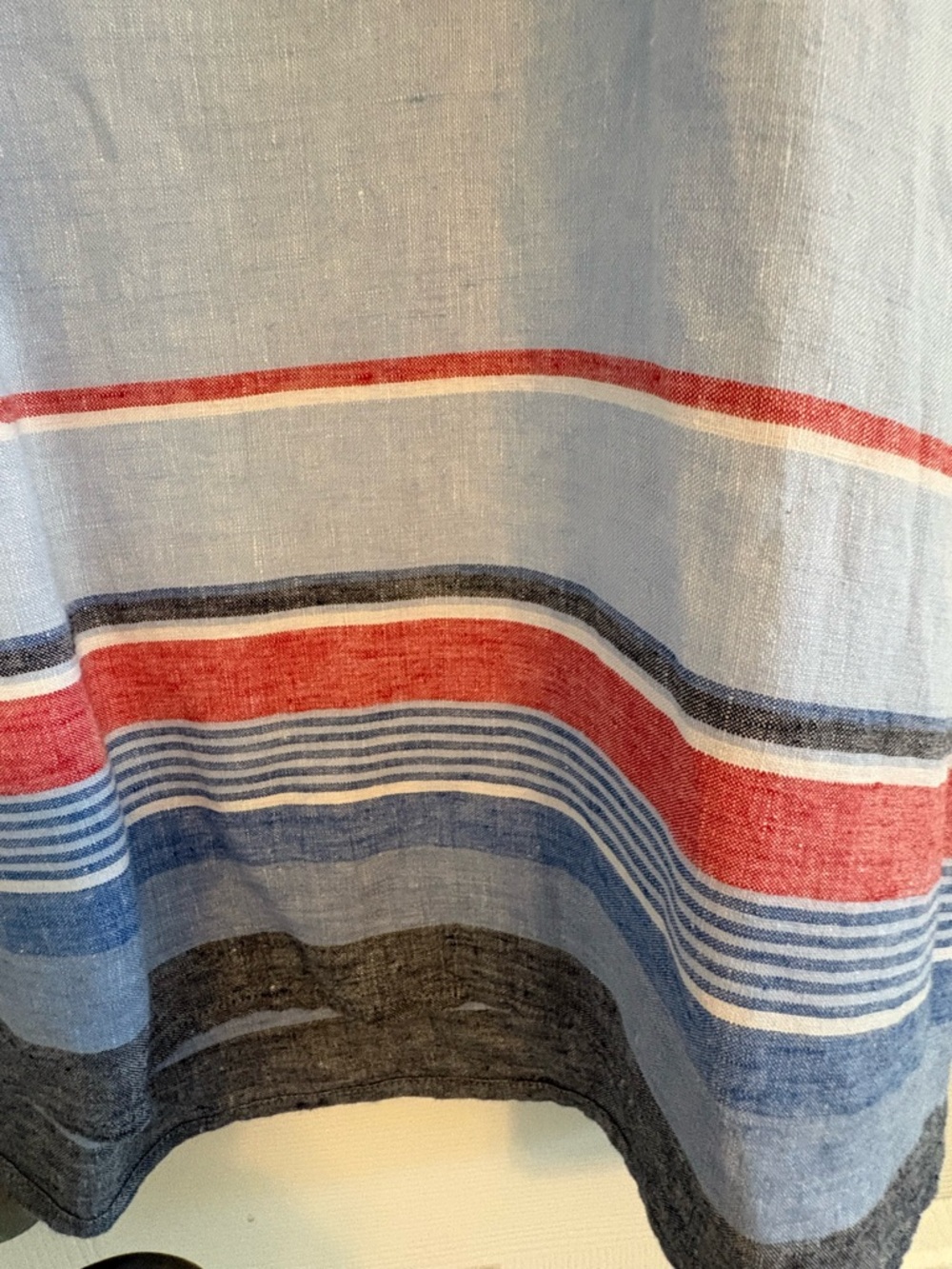 J. Jill Love Linen Light Blue V-Neck Dress Striped Hem Above Knee Length - Picture 8 of 12